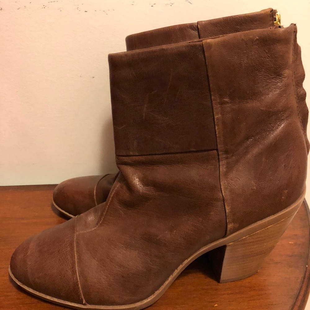 Brown leather ankle boots